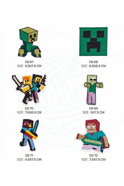 fema aksesuar Ütü İle Yapışan Arma-Patch-MINE-CRAFT OYUN FİGÜRLERİ (6'LI SET)