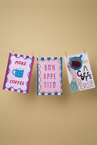 Alseko Concept Pop Kitchen Series 0002 3 Pieces Cotton Kitchen Oven Towels