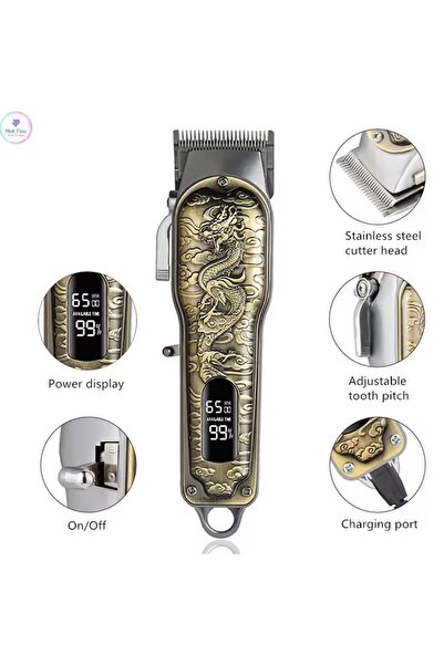 MeK Fine Professional hair clipper, cordless, LED display, type C charging, 4...