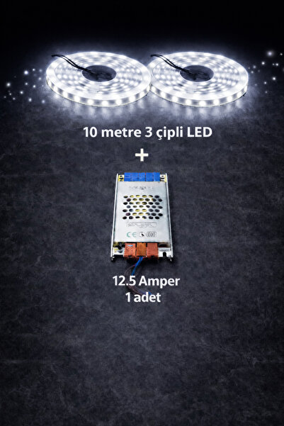 ZMR LUMIXA 3 ÇİPLİ 10 METRE BEYAZ LED + 12.5 AMPER TRAFO