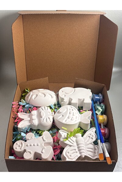 EdyaTasarım Çocuk Boyama Seti | Alçı Figür Boyama Aktivite Seti (Boya & Fırça...