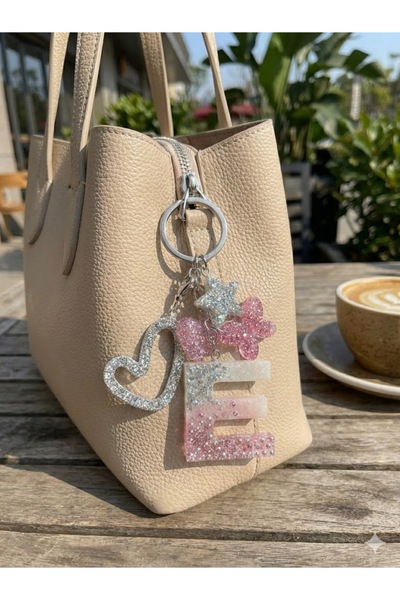 ELIVORA E Harf Gümüş Yuvarlak Halka VIP Taşlı Ekstra Figürlü Epoksi Harf Anah...