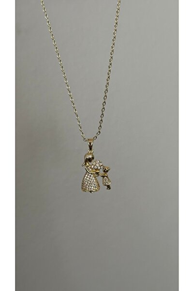 mibrillo Steel Zircon Stone Mother-Daughter Necklace (Valentine's Day). Mothe...
