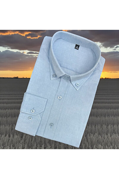 EREN STYLE Linen Long Sleeve Cotton Collared Shirt with Hidden Buttons (Slim ...