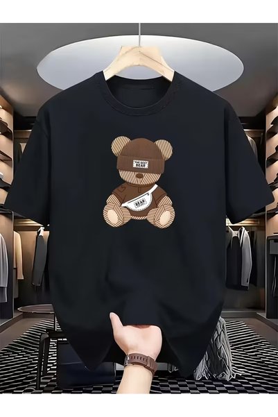 Nilvor Tricou oversize unisex The Best Bear cu imprimeu frontal și design spe...