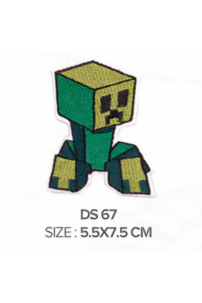 fema aksesuar Ütü İle Yapışan Arma-Patch-Yama MINE-CRAFT CREEPER FİGÜR 5,5X7,...
