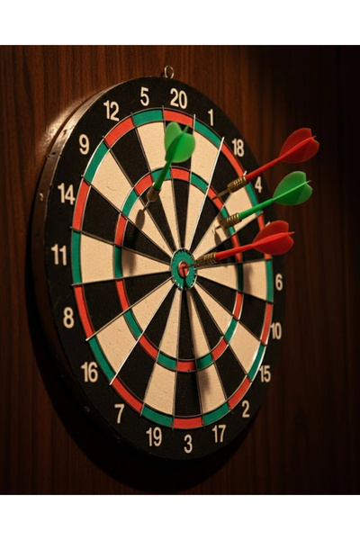 Epilons Kaliteli Ahşap 15 İnç Dart Tahtası Kolay Montajlı 4 Ok