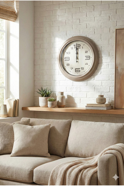 h homerest Ceas de perete decorativ retro modern din nurcă, cu mecanism silen...