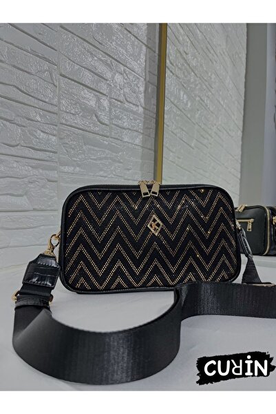 KAREN Yeni Model Taşlı Çanta Gold Aks.Siyah