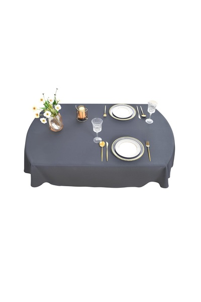 Valerium مفرش طاولة بيضاوي الشكل مقاوم للبقع بملمس مخملي وبدون خياطة