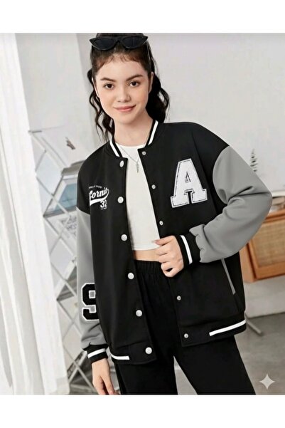MCN STORE Carde Gri Sleeved Girls' College Jacket
