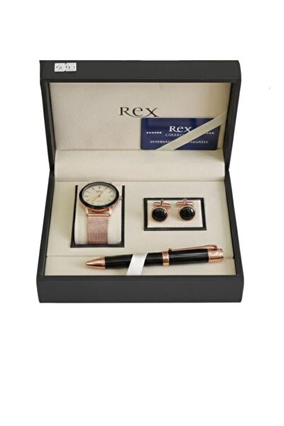 REX Luxury Men Gift Set Watch Cufflinks Pen