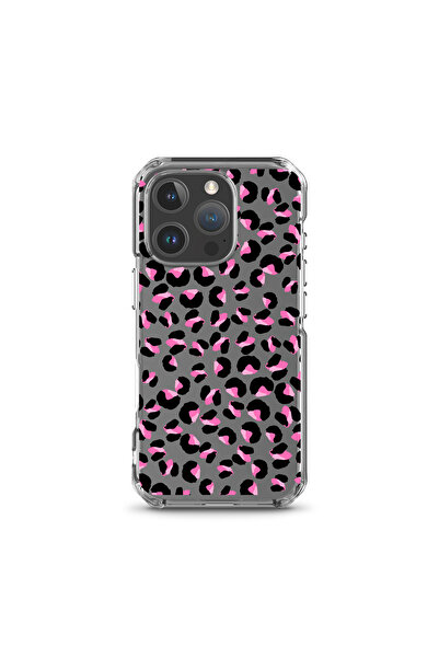 KaffCase حافظة آيفون 16 برو بتصميم الفهد باللون الوردي