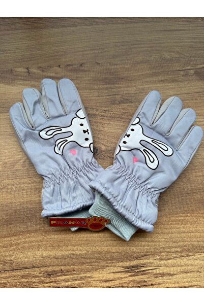 Blotch قفازات تزلج وثلج للأطفال مبطنة باللون الرمادي مع شخصية أرنب، مناسبة لل...