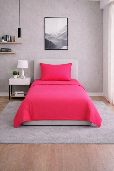 Zarif Home Duvet Cover Set Ranforce Single - Reversible (3-Piece) - Fuchsia -...