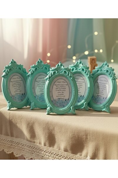 Sintaş 5'li Set Turkuaz Vintage Magnet Çerçeve - Yenidoğan & Bebek Mevlüdü He...