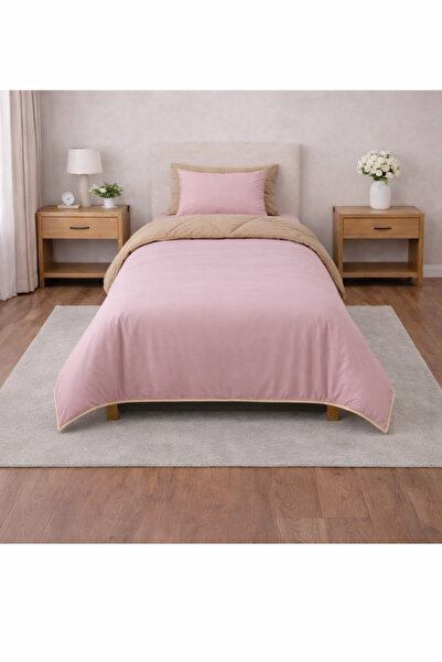 Zarif Home Duvet Cover Set Ranforce Single - Reversible (3-Piece) - Pink - Brown