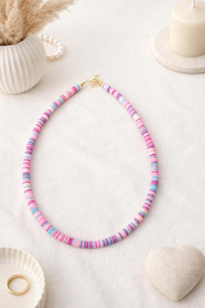 Archhazel Jewelery Pastel Pembe & Mavi El Yapımı Fimo Boncuk Kolye