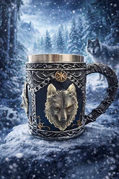 Fillikutum Mythological 3D Wolf Pattern Steel Mug Game of Thrones Themed Meta...