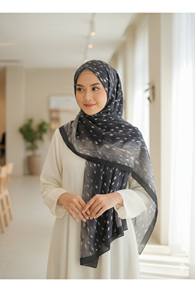 SNY Butik Füme Gri Ceylan Desenli Dijital Baskı Şal