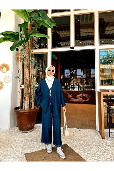 lacelove Nisanca Denim Kimono Set - Tencel Denim Fabric