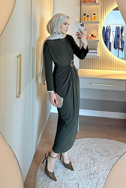 Hazamoda Icon Buckle Sandy Dress Khaki