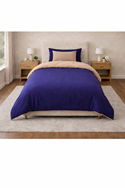 Zarif Home Duvet Cover Set Ranforce Single - Reversible (3-Piece) - Navy Blue...