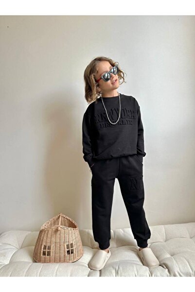 tiny lily Black Boy's Tracksuit Set
