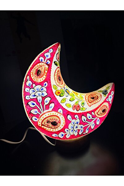 Kheyaal مصباح مصنوع يدويًا من جلد الجمل بلونين، مزدوج - على شكل هلال - مثالي ...