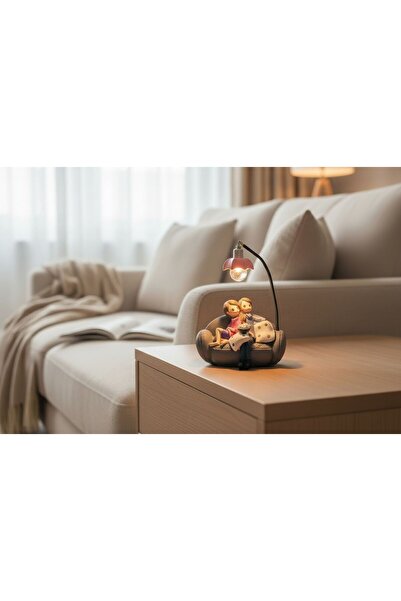 biblo home Dekoratif Işıklı Lambalı Masa Üstü Süs Eşyası Sevgili Çift Biblo S...