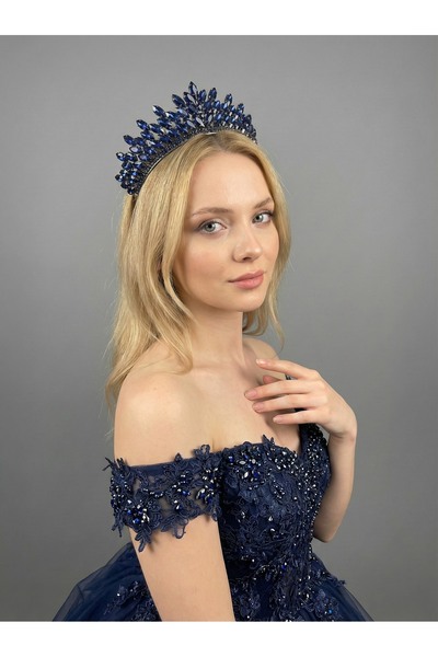 Magic Tiara Kristal Taşlı Işıltılı Gelin Tacı -Zarif Düğün Saç Aksesuarı