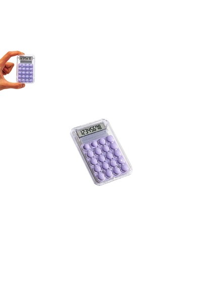 Paras Ticaret Mini, Lila Renk Silikon Tuşlu LCD Ekran 8 Haneli Şeffaf Mini He...