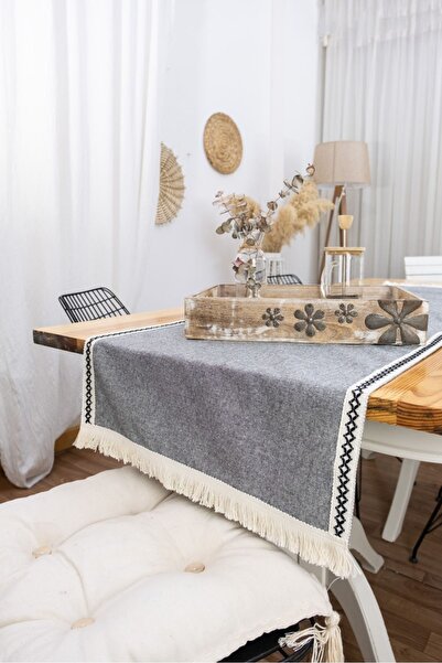 Onerose Home عداء شرابة مخطط باللون الرمادي الفحمي والأسود