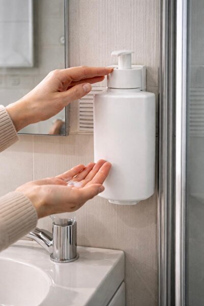 Hyd 1 Adet Özel Kilitli Modern Duvara Asma Aparatlı 400 ml El Sabunu Etiketli Otel Buklet Malzemesi