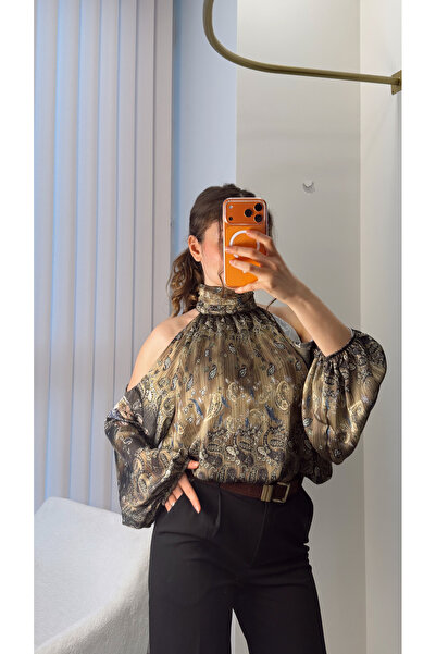 maessa KADIN ETNİK DESENLİ OMUZ DEKOLTELİ BLUZ