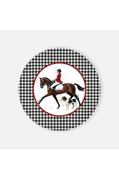 VITELLI DUBAI Equestrian Red Jacket Marble Serving Plate