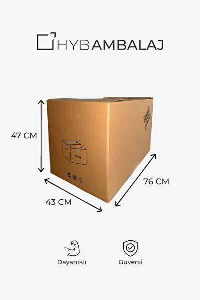 HYB AMBALAJ 76x43x47 3 Adet Kilitli Koli Jumbo - Bant Gerektirmeyen Taşınma-S...