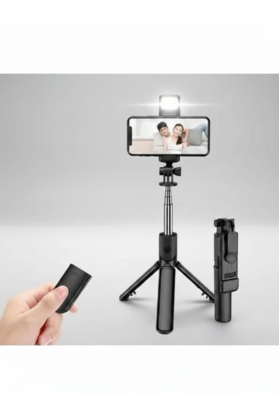 Saatistan Katlanabilir Uzaktan Kumandalı Işıklı Masa Üstü Selfie Tripodu