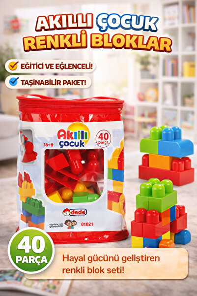 TRUST STORE Smart Kids Colorful Blocks 40 Pieces Educational and Portable Bui...