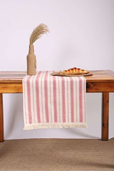 Onerose Home مفرش طاولة عداء مخطط باللون العنابي (45 × 150)