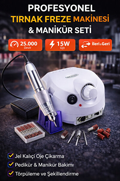 Yellowtech Tırnak Freze (Nail Drill) 25000 RPM 15W Ayak Pedallı İleri Geri Pr...