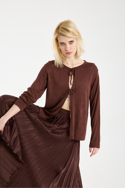 sumoda Women's Viscose Cardigan with Tie Detail