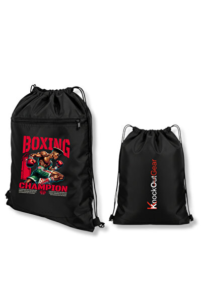 gampfa Boxing Champions Drawstring Zipper Backpack 2 Compartments Durable and...