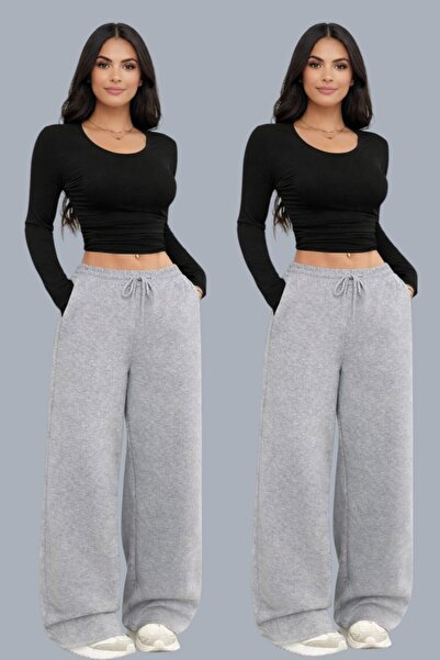 Karatopak 2-Piece Women's Wide Leg High Waist Sweatpants