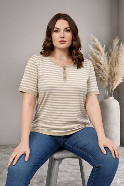 Vinola BÜYÜK BEDEN YÜKSEK KALİTE RAHAT KESİM DÜĞME DETAYLI BLUZ