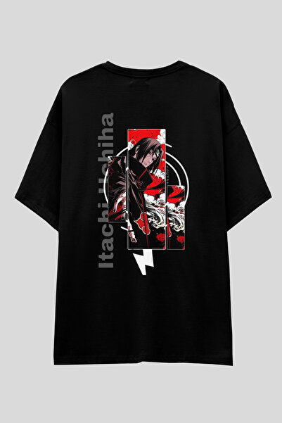 UmbraWear Naruto Shippuden Anime Oversize T-Shirt | Unisex %100 Pamuk Siyah &...