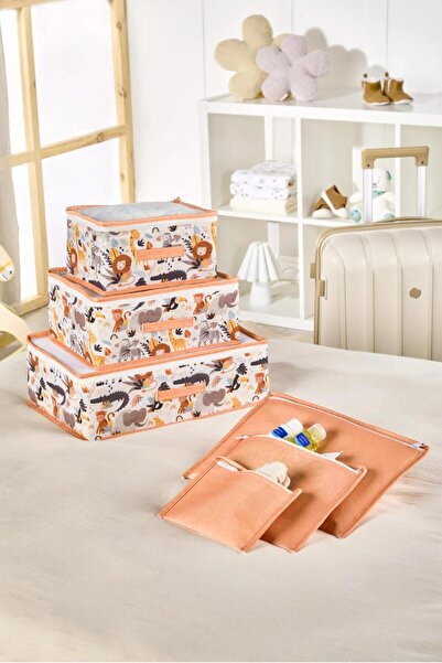 ROYALHOUSE Safari Animals Series Six-Piece Orange Detailed Safari Patterned L...