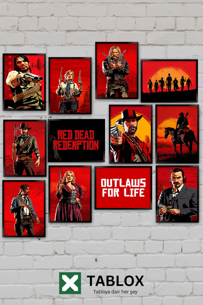 TABLOX Set de pictură decorativă MDF, 12 piese, Red Dead Redemption, Cowboy d...