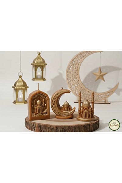 Han Crafts Dekoratif Ramazan Konseptli Ay ve Camii Tasarımlı Mum Seti Kokulu ...