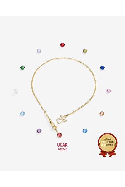 MEKS JEWELS 14 Ayar Altın Melek Doğum Taşlı Kolye